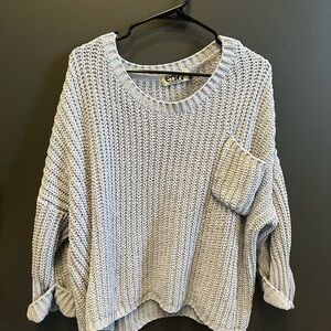Oversized Women's Blue Gray Knit Sweater | Envy | Size S/M